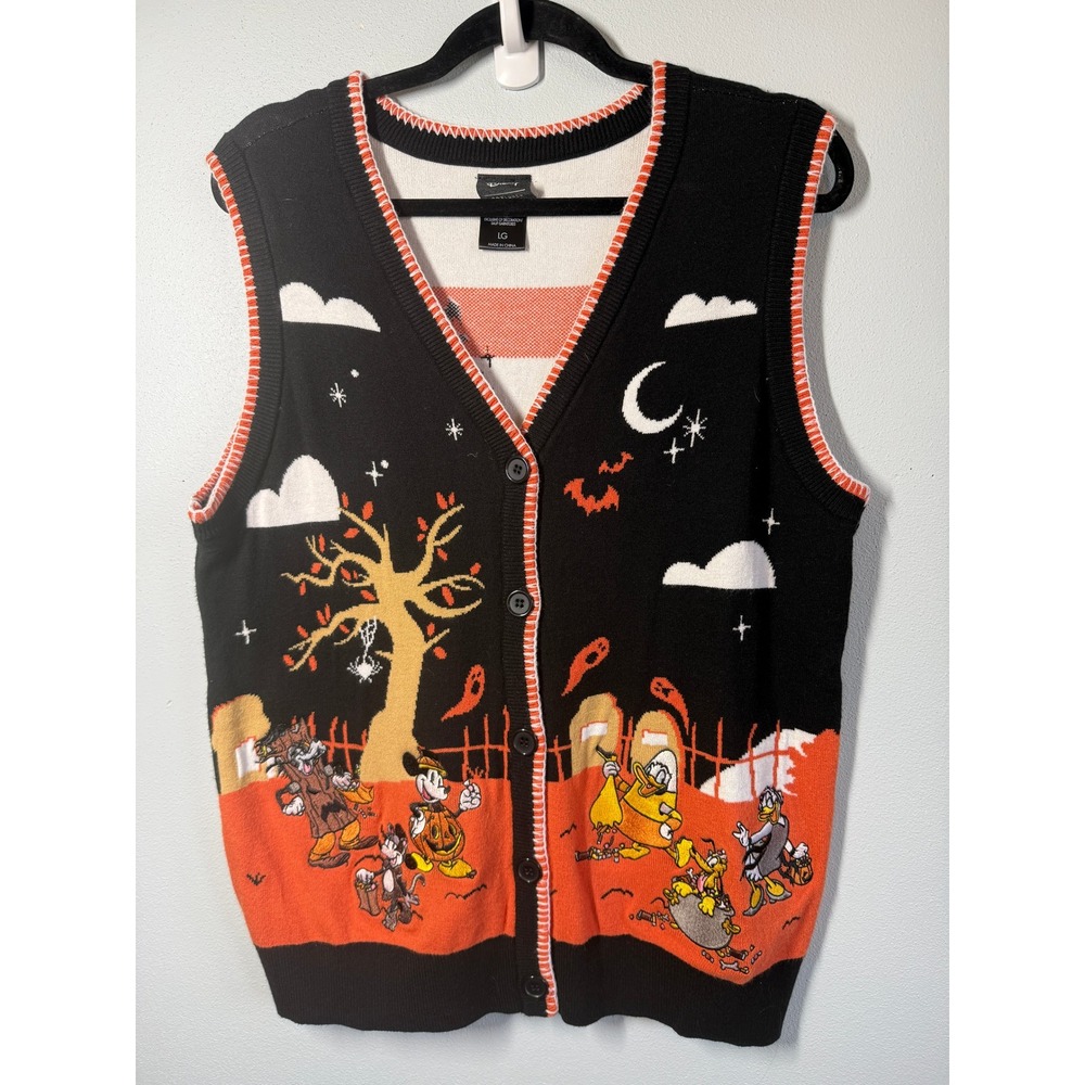 Disney Mickey & Friends Halloween Costumes Womens Sweater Vest Size Large Spooky
